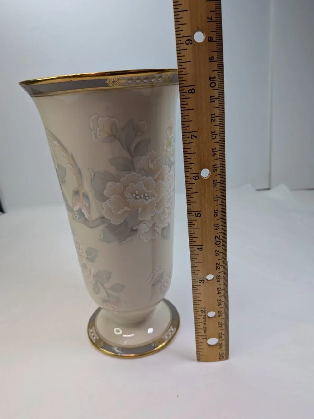 Lenox McKinley Vintage Jeweled Enamel Pastel Floral Pedestal Vase - USA